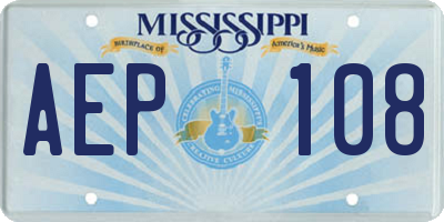 MS license plate AEP108