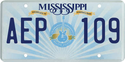 MS license plate AEP109