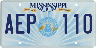 MS license plate AEP110