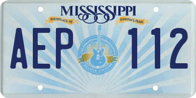 MS license plate AEP112