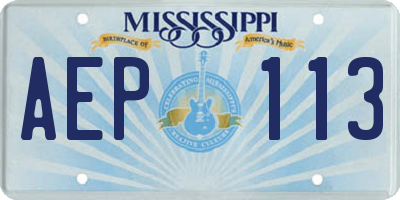 MS license plate AEP113