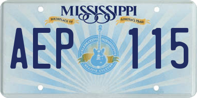 MS license plate AEP115
