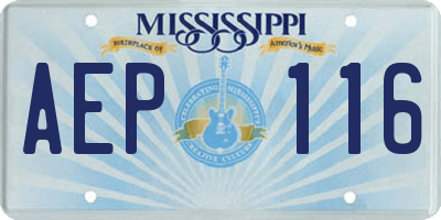 MS license plate AEP116