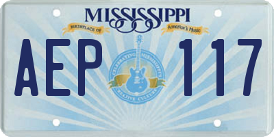 MS license plate AEP117