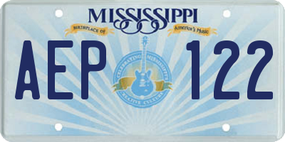 MS license plate AEP122