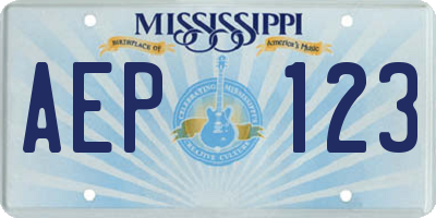 MS license plate AEP123