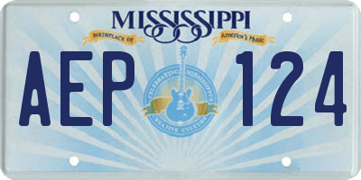 MS license plate AEP124