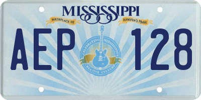 MS license plate AEP128