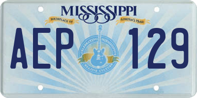 MS license plate AEP129