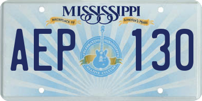 MS license plate AEP130