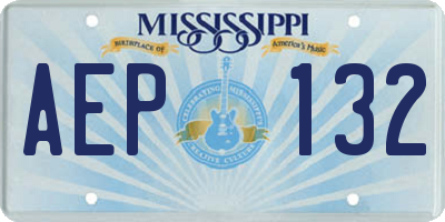 MS license plate AEP132