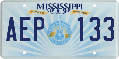 MS license plate AEP133