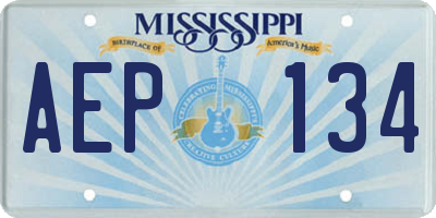 MS license plate AEP134