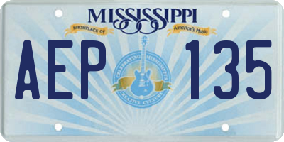 MS license plate AEP135