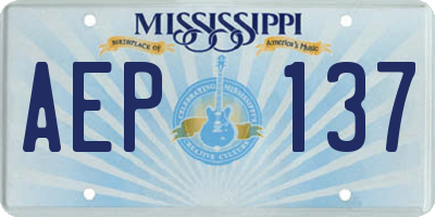 MS license plate AEP137