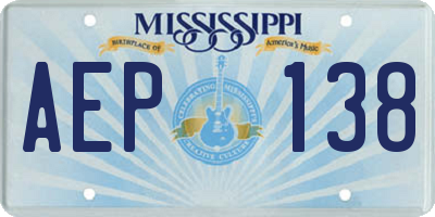 MS license plate AEP138