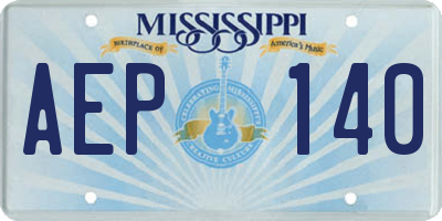 MS license plate AEP140