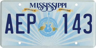 MS license plate AEP143