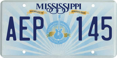 MS license plate AEP145