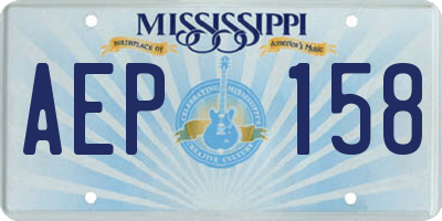 MS license plate AEP158