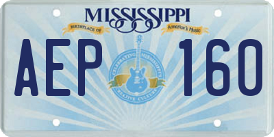 MS license plate AEP160