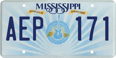 MS license plate AEP171