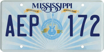 MS license plate AEP172