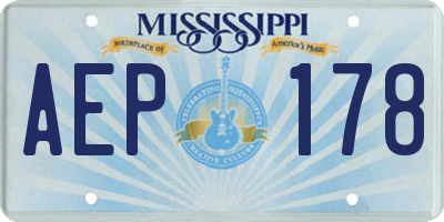 MS license plate AEP178