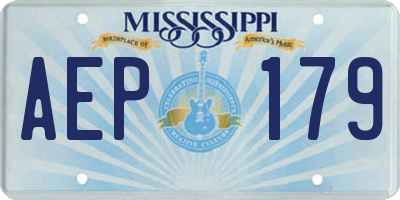 MS license plate AEP179