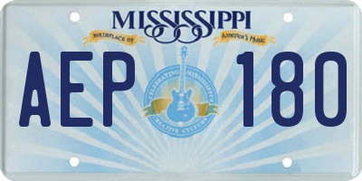 MS license plate AEP180