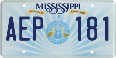 MS license plate AEP181