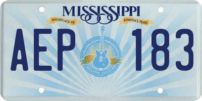 MS license plate AEP183