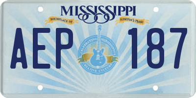 MS license plate AEP187