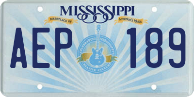 MS license plate AEP189