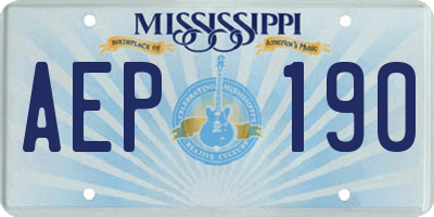 MS license plate AEP190