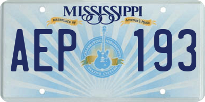 MS license plate AEP193