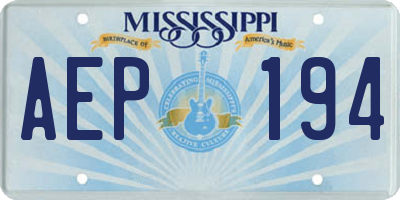 MS license plate AEP194