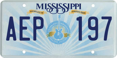 MS license plate AEP197