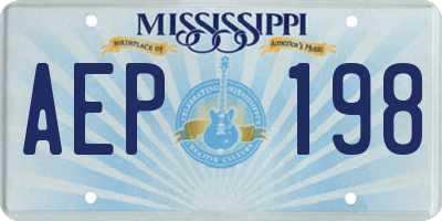 MS license plate AEP198