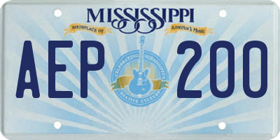 MS license plate AEP200