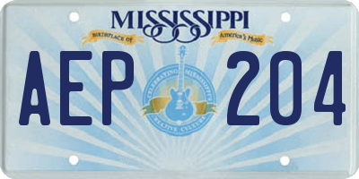 MS license plate AEP204