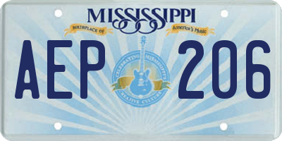 MS license plate AEP206