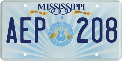 MS license plate AEP208