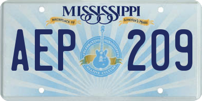 MS license plate AEP209