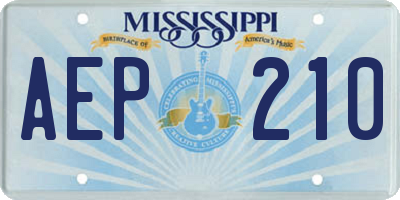 MS license plate AEP210