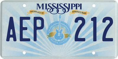 MS license plate AEP212