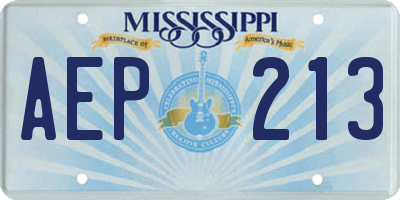 MS license plate AEP213