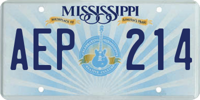 MS license plate AEP214