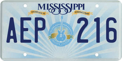 MS license plate AEP216
