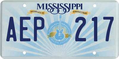 MS license plate AEP217